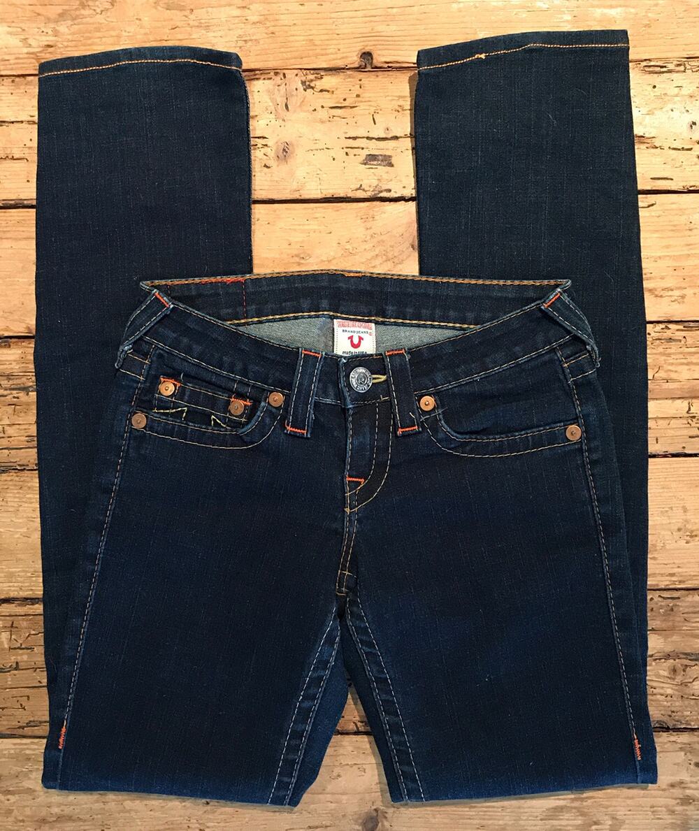 True Religion Womens Size 25 Dark Wash 'Bobby' Straight Leg Jeans